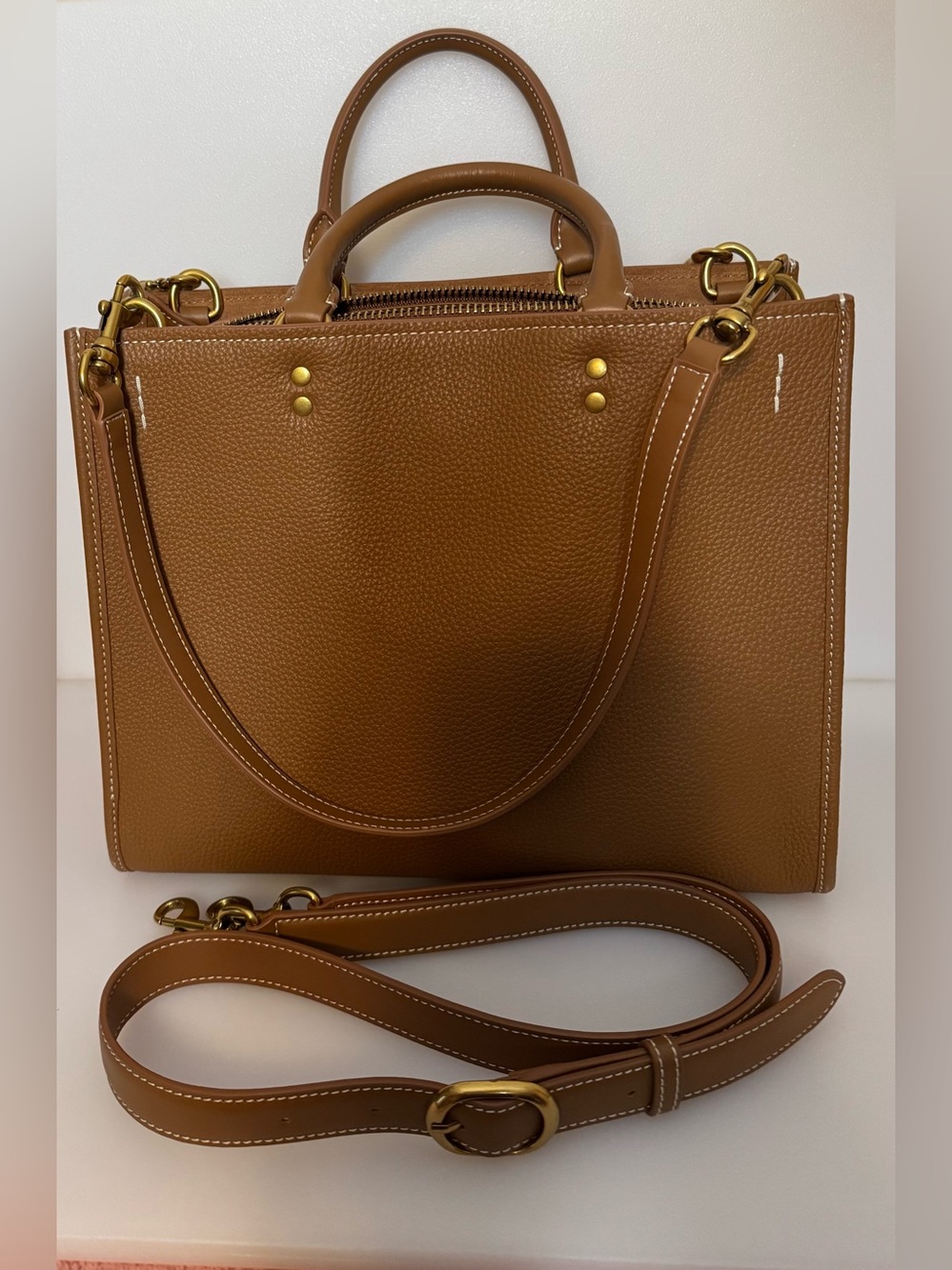Quince Cognac Italian Leather Medium Convertible Satchel